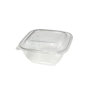 Salatschale, RPET, klar, quadratisch, 1500ml mit Deckel...