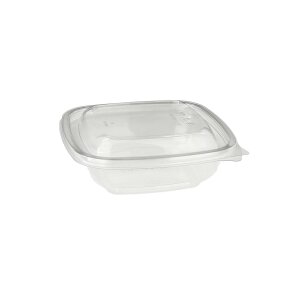 Salatschale, RPET, klar, quadratisch, 375ml mit Deckel...