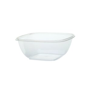 Salatschale, RPET, klar, quadratisch, 1500ml mit Deckel...