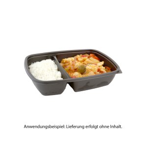 Menüschale, PP, schwarz, zweigeteilt, 600/300ml