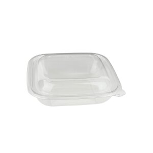 Salatschale, RPET, klar, quadratisch, 1000ml mit Deckel...