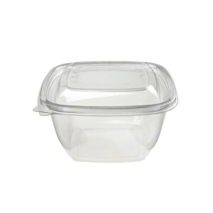 Salatschale, RPET, klar, quadratisch, 500ml mit Deckel...