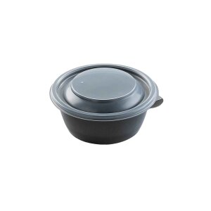 Schale, PP, schwarz, rund, 375ml mit Deckel (Set 500 Stk.)